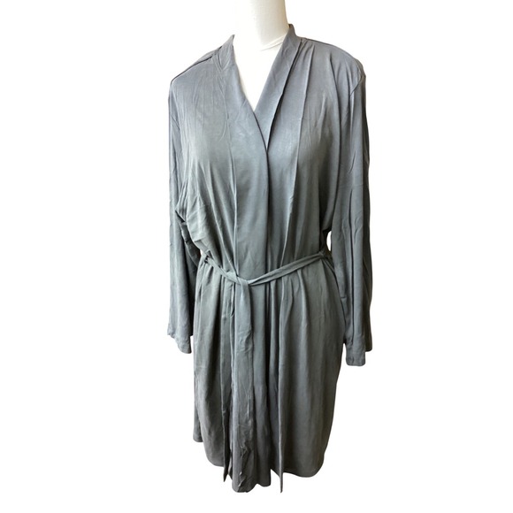 Barefoot Dreams Malibu Sand Washed Jersey Midi Robe XL Dark Steel Blue - Picture 2 of 4